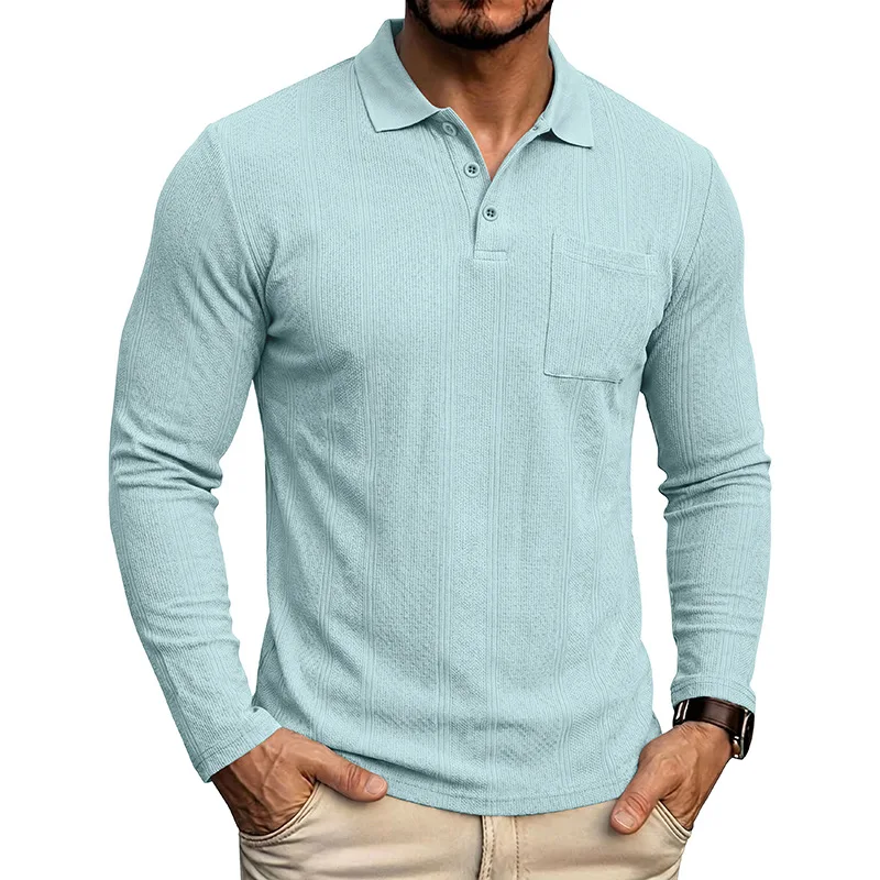 Autumn Winter Long Sleeve Polos Men Pull On Business Casual Polo Shirts Male Classic Style Knitted Tops Trend Streetwear Tees