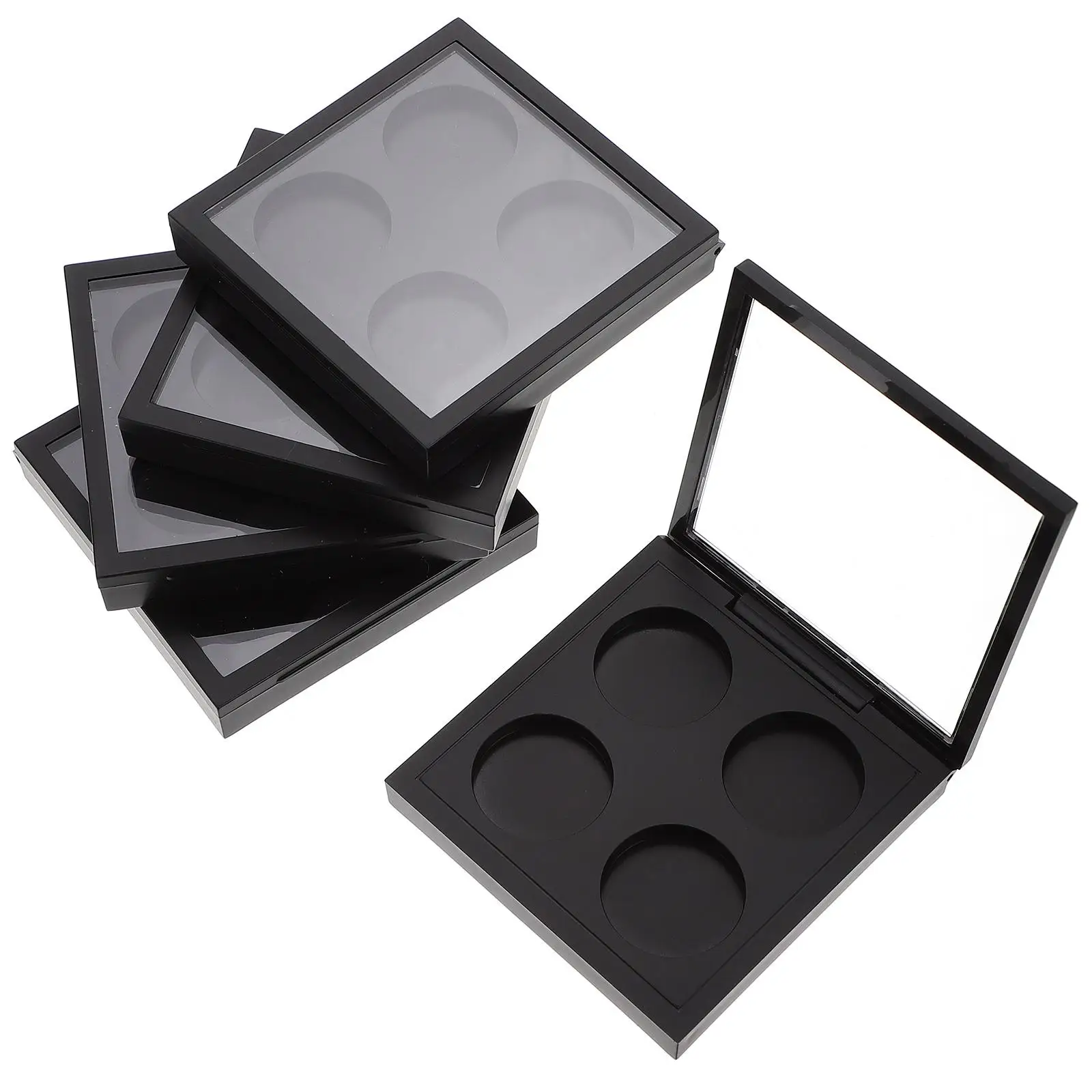 

5pcs Empty Eyeshadow Palette Magnetic Closure 4 Colors Plastic Window Lid Travel Size Durable Cosmetics Storage Transparent