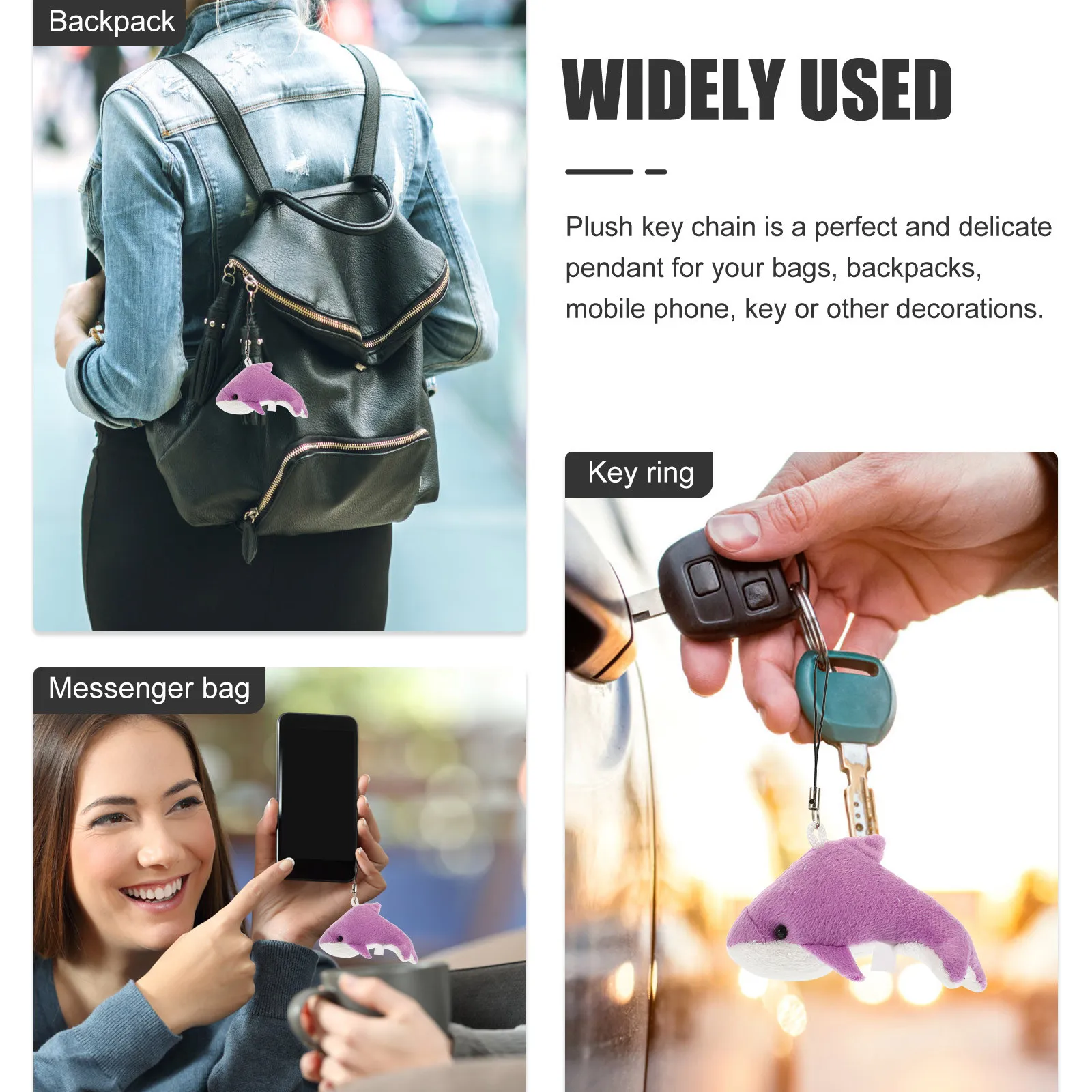6 Pcs Small Dolphin Pendants Hanging Decor Stuffed Animal Purse Charm Decorative Statue Ornament Sea Animals
