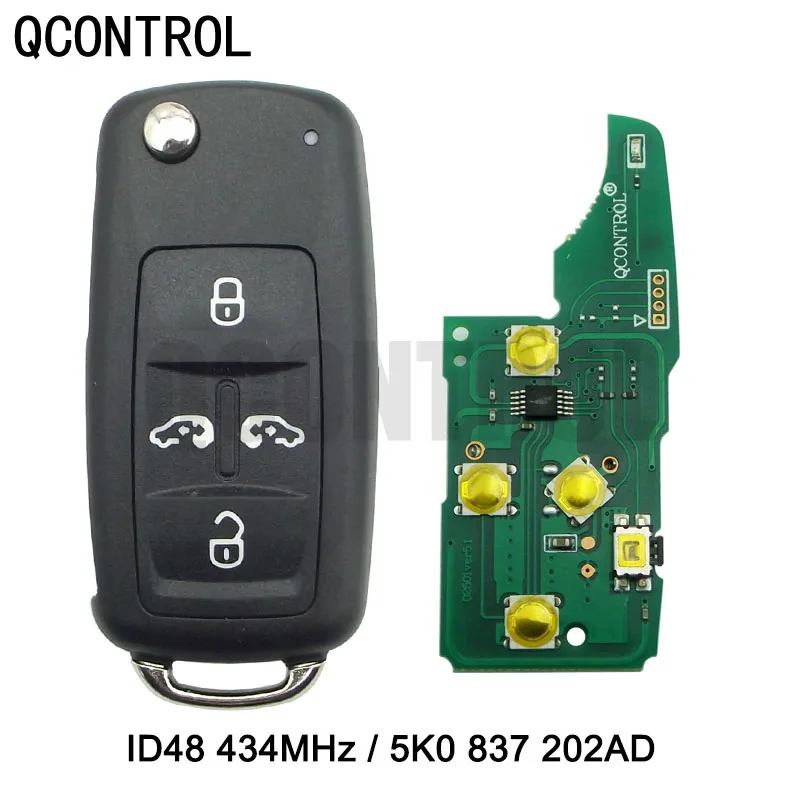 

QCONTROL 4 BT Car Remote Key 433 MHz 5K0 837 202 AD for VW Sharan Multivan Caravelle Car Key Remote Control Replacement