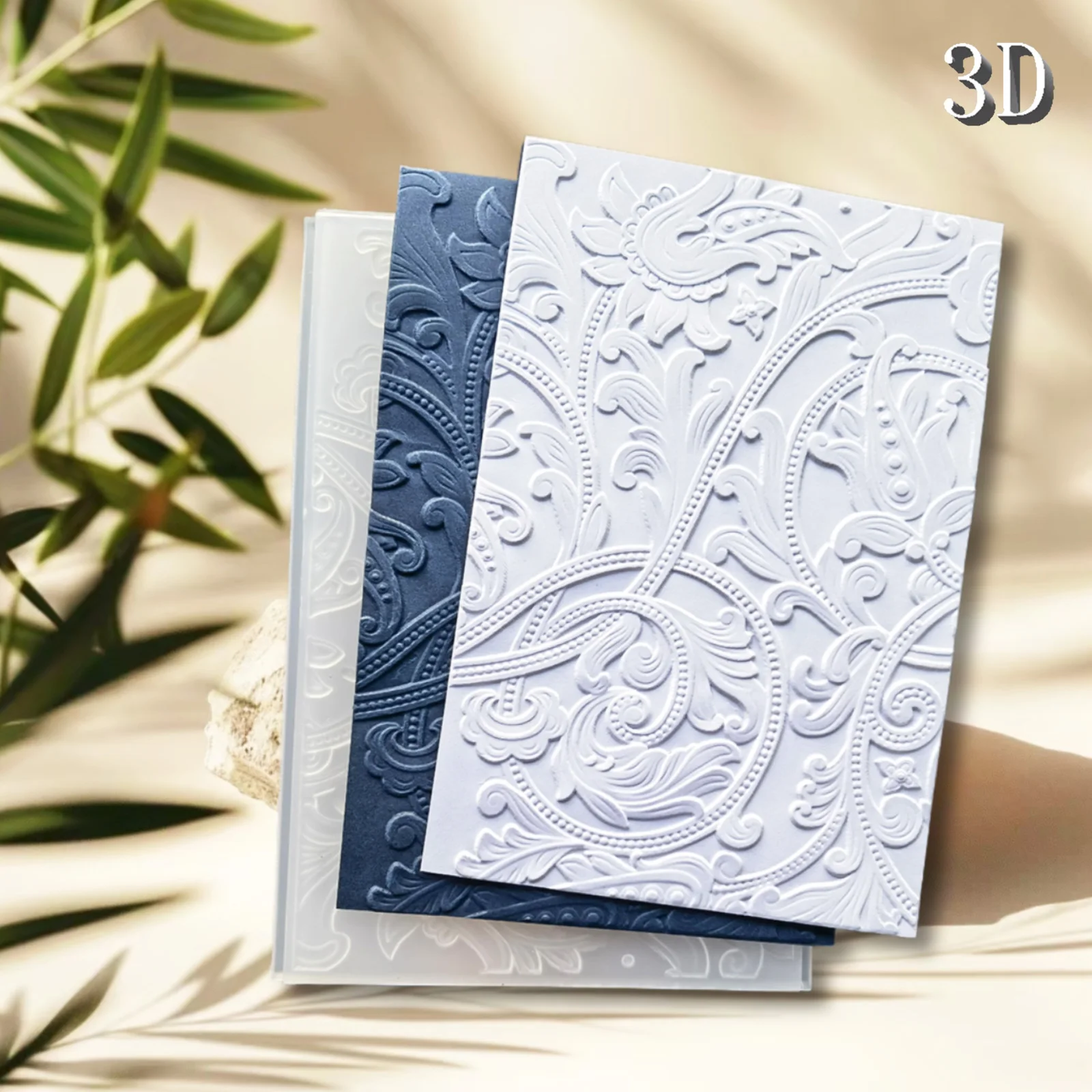 1, eleganter 3D-Reliefordner aus lippenförmigen Pflanzen, mit weißem Kunststoff-Texturmuster-Hintergrund, geeignet für DIY-Sammelalben, ca