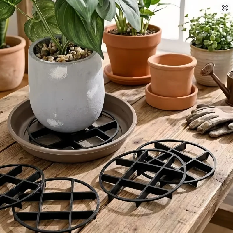 Elevated Plastic Flower Pot Drainage Rack Plant Pot Stand Anti-corrosion Root Protector Drip Tray for Household Gardening