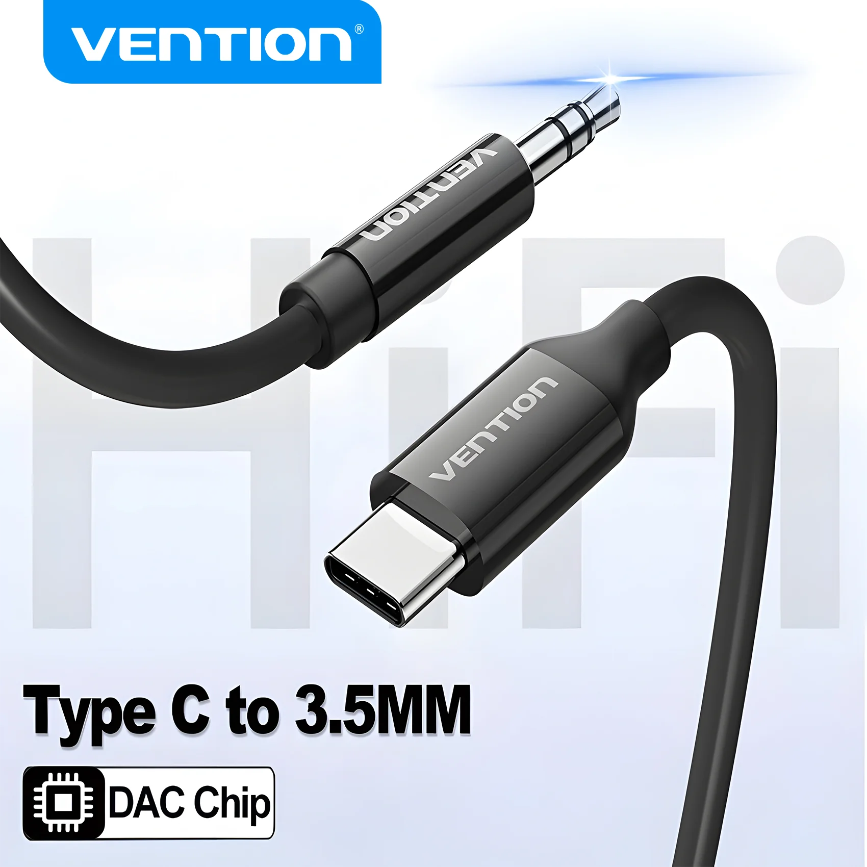 Vention DAC Chip USB Type C to 3.5mm Jack Aux Audio Adapter Cable HiFi Stereo Wire for Samsung iPhone Car Speaker Xiaomi Laptop