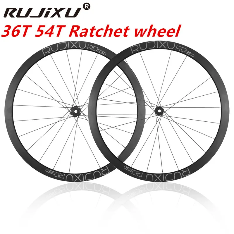 RUJIXU Ratchet 36T 54T 60T RD350-T  wheel 700C deep ultrasound Light road bicycle disc brake wheelset aluminum melon car wheel