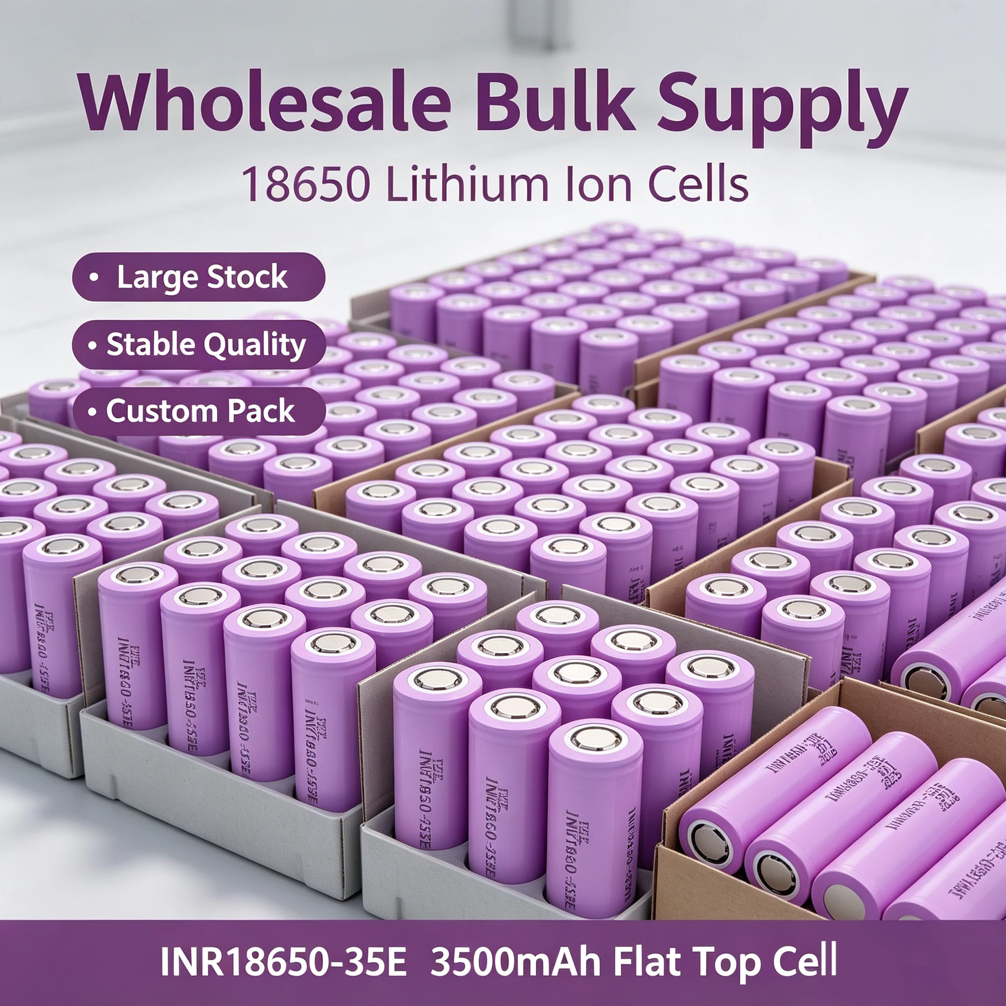 18650‑35E 3.7V 3500mAh Flat Top Rechargeable Lithium Ion Battery Cell for Flashlight Power Tools Power Bank DIY Pac