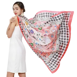 New Black Red Silk Luxury Brand Bandana Scarf Women Fashion Designer Shawls Hijab Foulard Femme Pashmina 2022