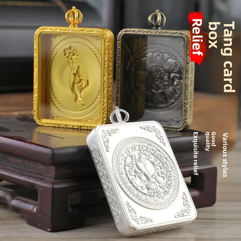 Caja de Thangka tibetana resistente al agua, colgante Gau, Mini Dorje redondo, ocho símbolos auspiciosos, seis sílabas