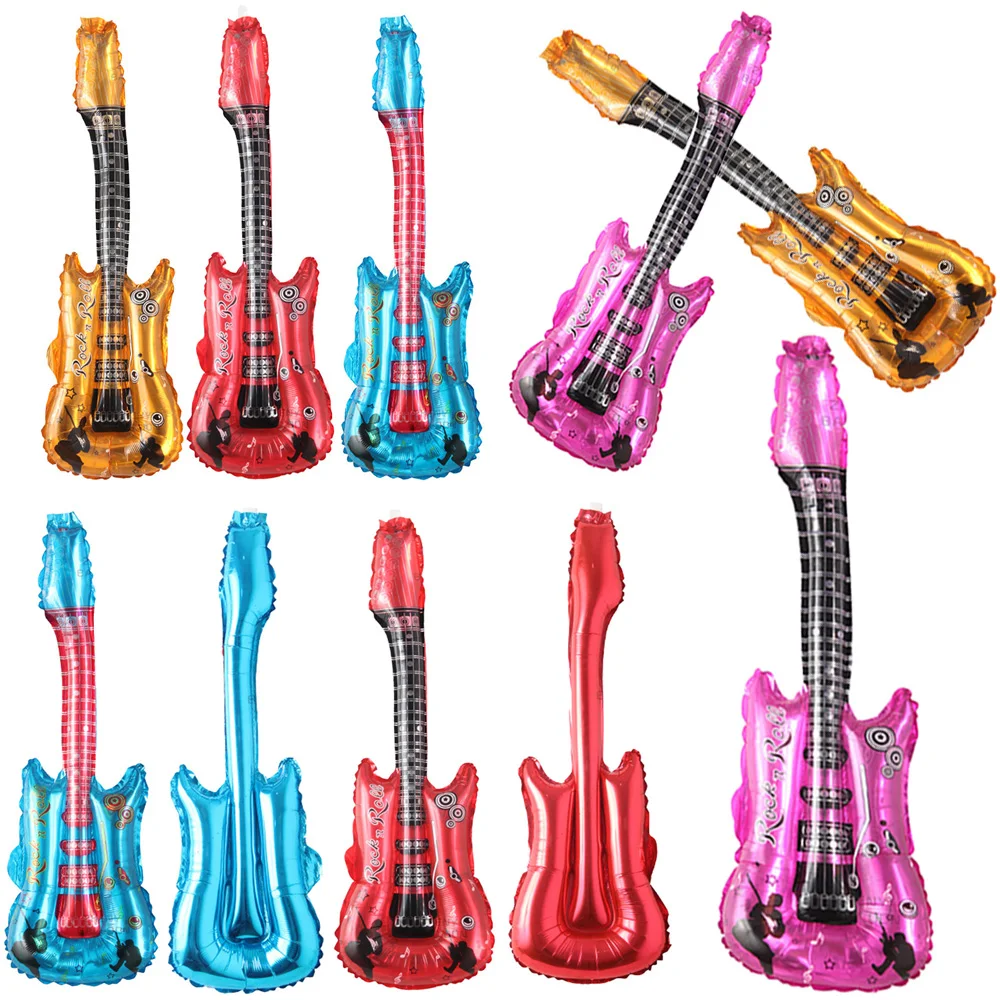 

8 PCS 80s 90s Inflatable Guitar Helium Balloon Rock Star Balloons Musical Instrument Festival Concert Disco Carnival Party Props