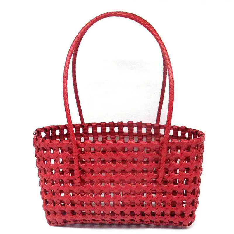 

Handmade Woven Popular Shoulder Bag with Inner Bag Plastic Woven Shoulder Bag Summer Beach Seaside Leisure Women's Bag