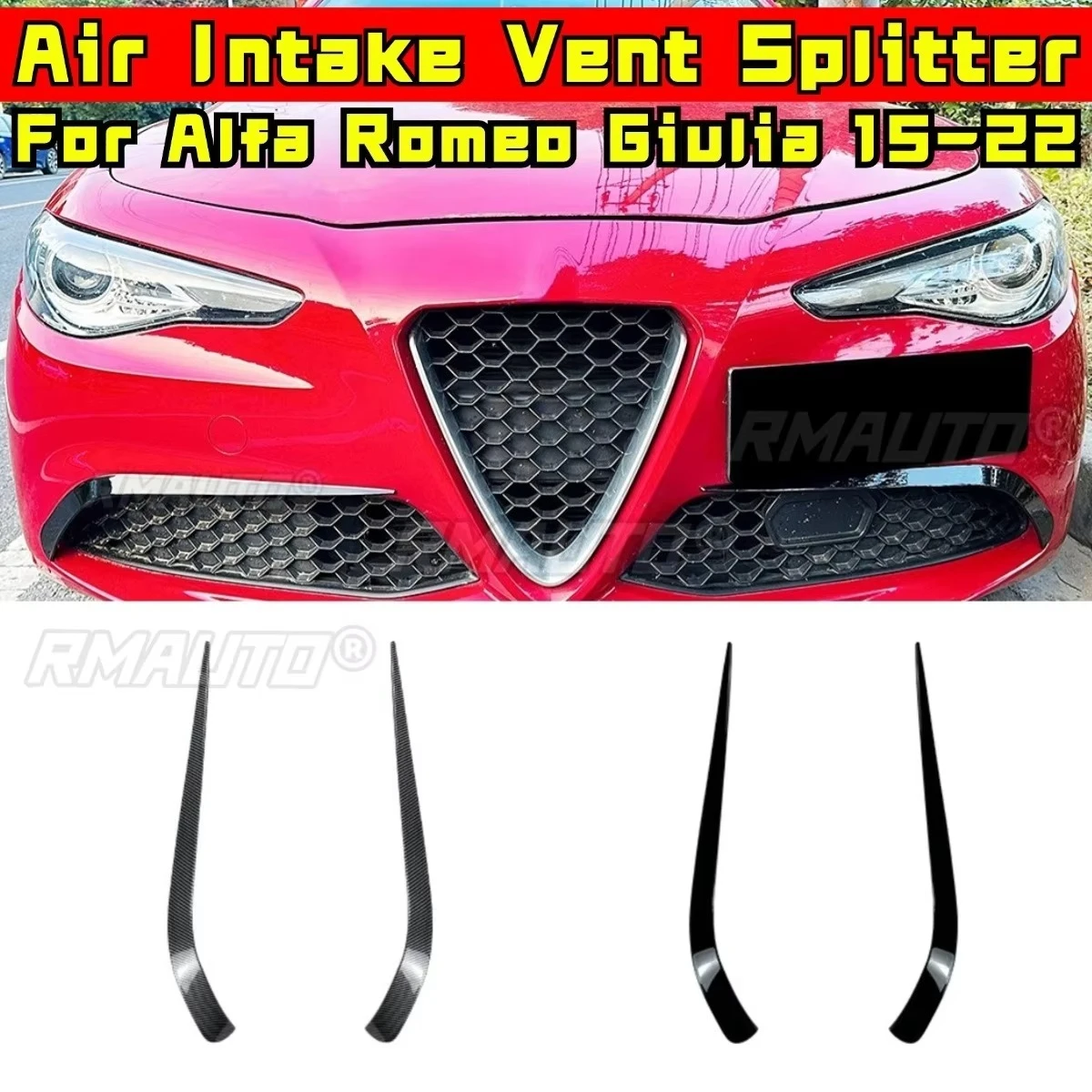 

Car Front Bumper Air Intake Vent Splitter Accessories For Alfa Romeo Giulia Normal Version 2015-2022 Bumper Splitter Cover