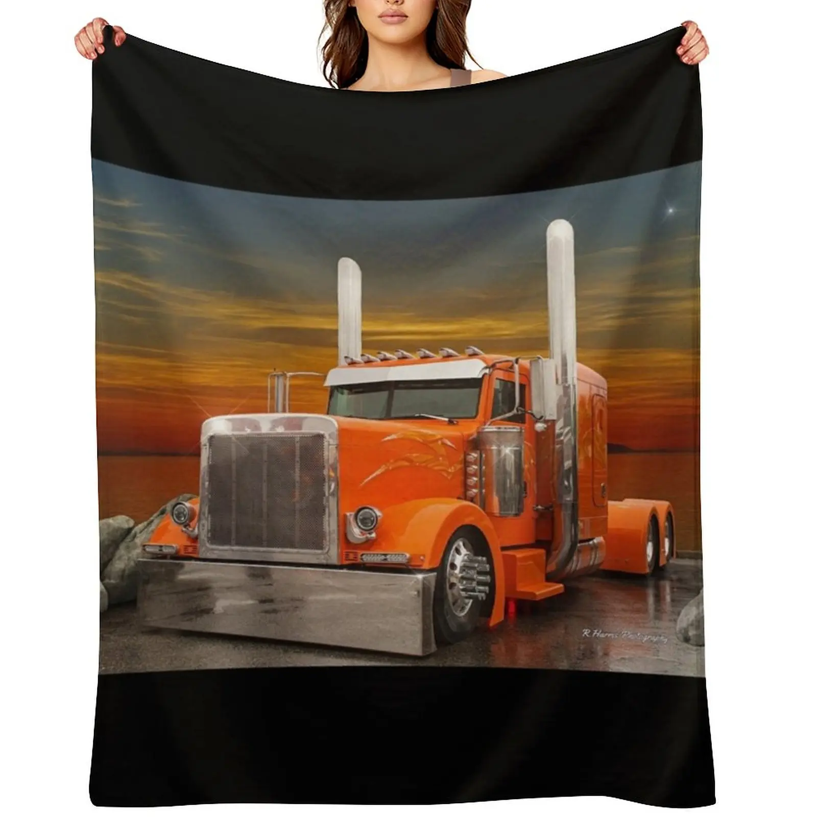 

Orange Peterbilt Throw Blanket Summer Luxury Thicken Bed Luxury Throw Blankets