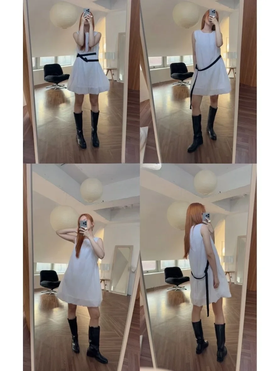 

Retro Sli Waist-Cinching Design Vest Dr Women's Summer New Svel Flower Bud ort Skirt Faionable Commute