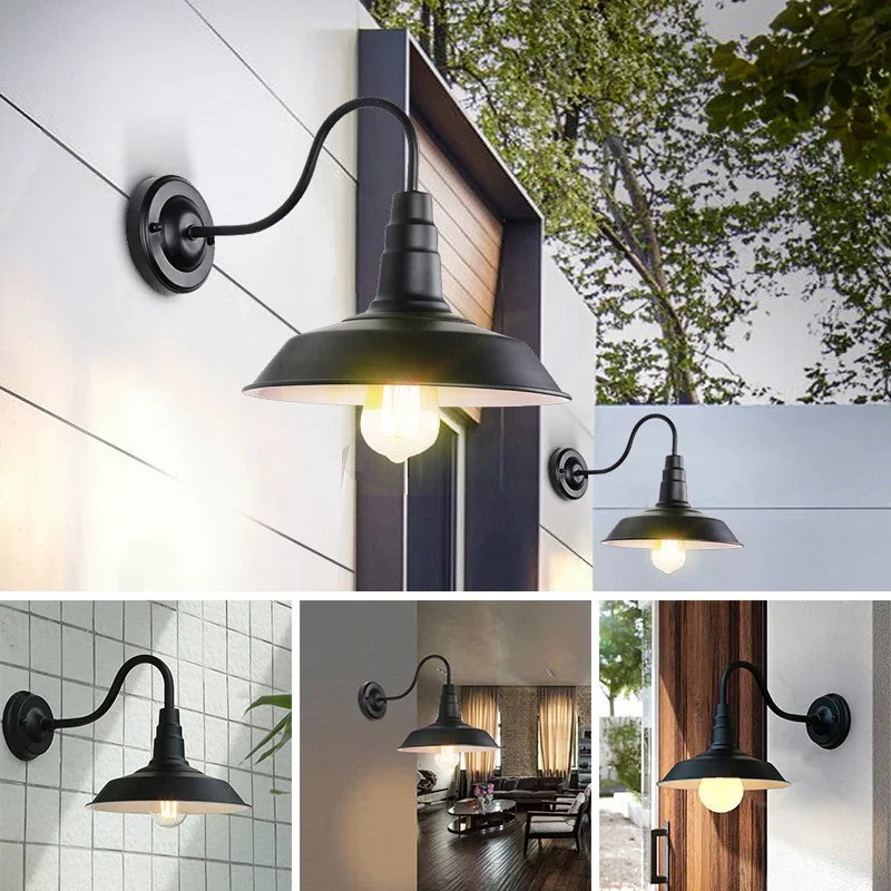 Retro E27 Black Wall Lamp Vintage Wall Mounted Lamp Loft Industrial American Outdoor Indoor Light Corridor Aisel Bar Waterproof