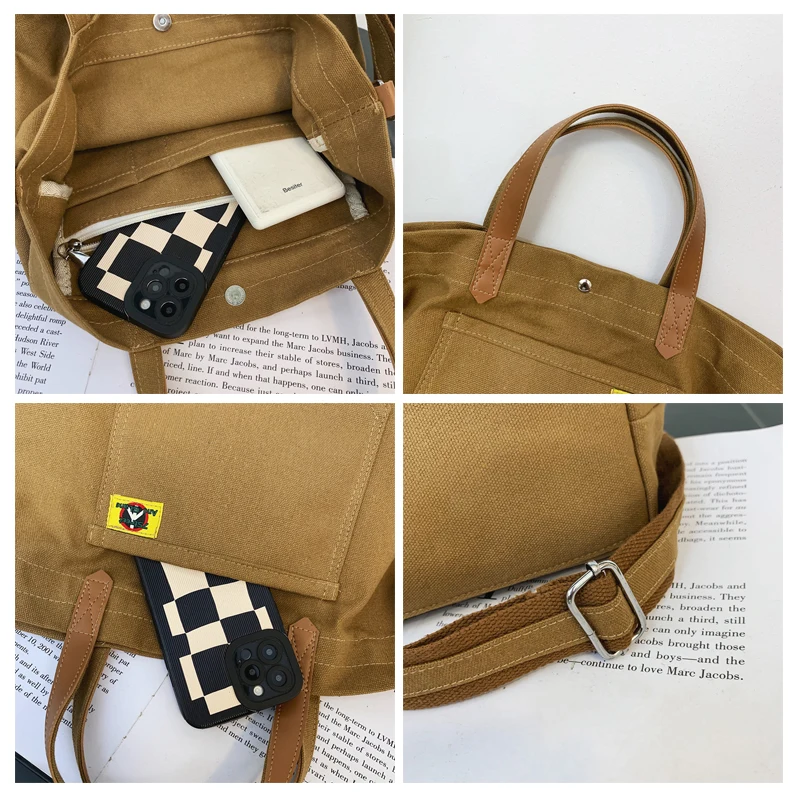 Canvas Women's Bag 2022 Trend Solid Shoulder Crossbody Bag Shopping Eco Bag Korean Messenger Bag Y2K Tote Bag Designer Handbags