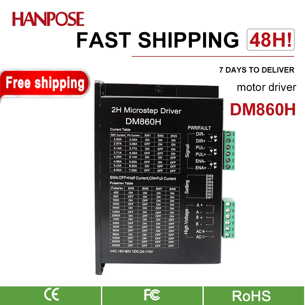 hanpose 1PCS 42 motor controller driver DM860H 24V-110V step servo driver For 3D Printer Monitor Equipment  NEMA23 NEMA17