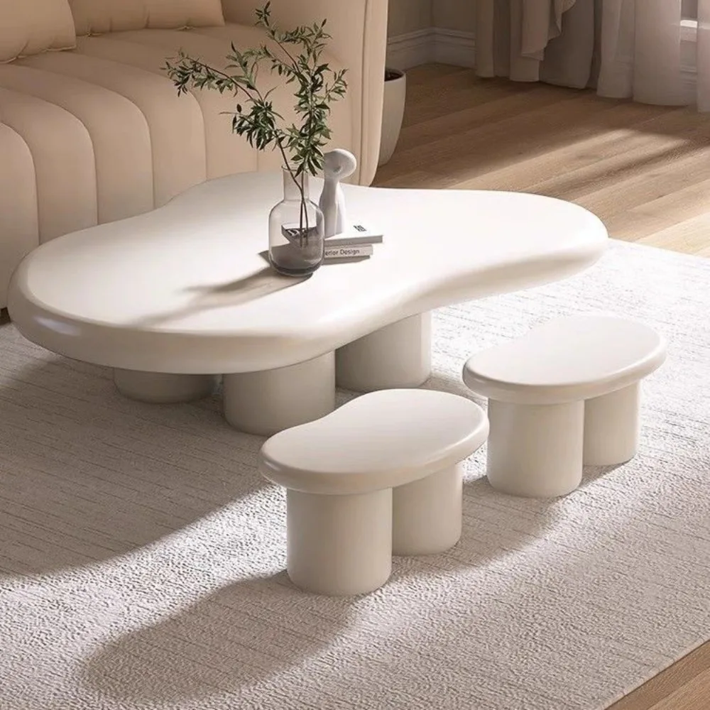 Living room size, apartment type, modern irregular round, creative table, Italian minimalist, new cloud coffee table