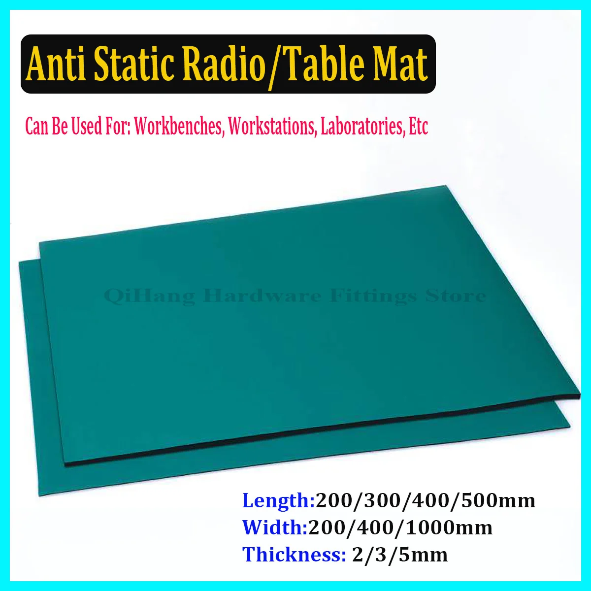 2/3/5mm Thk ESD Anti-static Desk Mat, Non-slip Heat Resistant Rubber Pad, Soldering Repair Work Pad for Electronics Maintenance