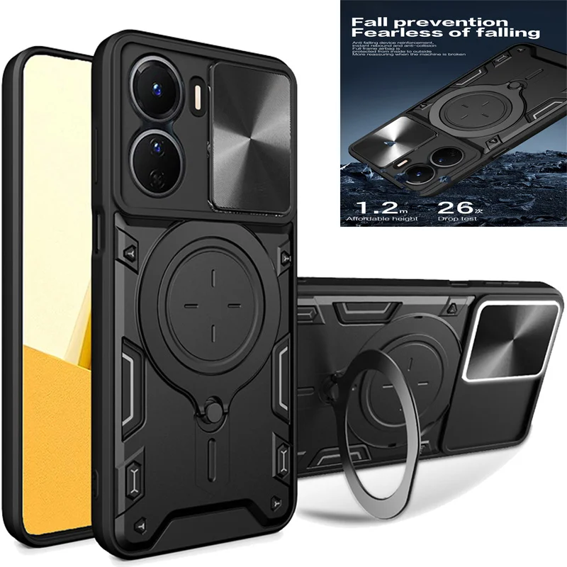 Honor X8A X7A CRT-LX1 Case Push Pull Window Shockproof Armor Coque For Honor X8 X7 X6S X6 S 50 SE Cover Metal Ring Holder Etui