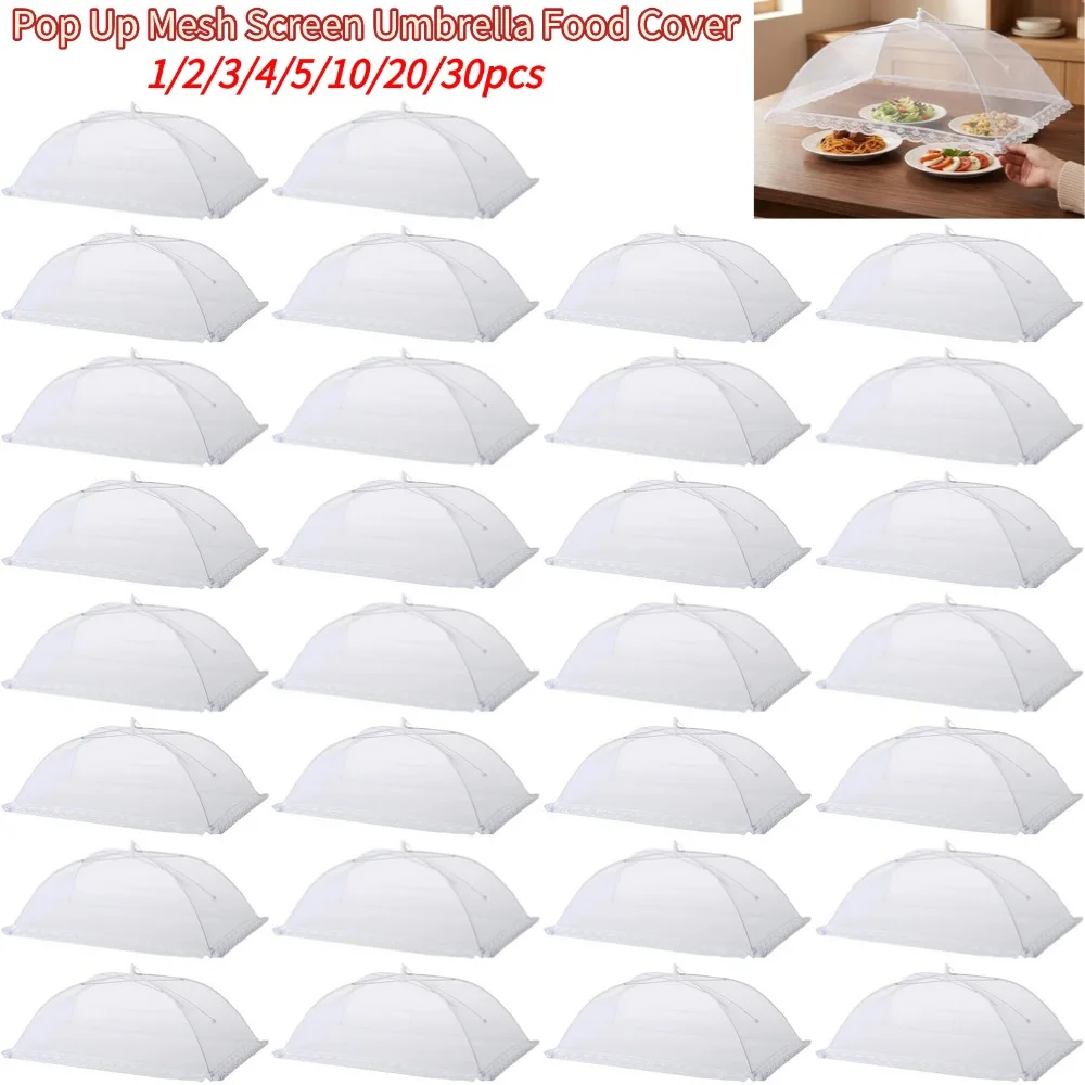 Food Cover Mesh Folding Washable Flies Tables Cover Insect Proof Protective Dish Cover Anti Mosquito Pop-Up Food Cover Umbrella