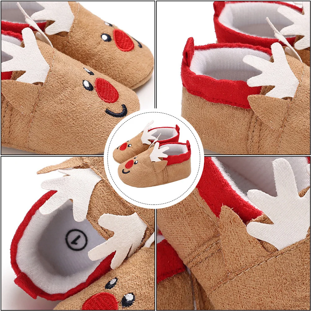 

1 пара детской зимней обуви, теплая хлопковая обувь для прогулок, мягкая подошва, нескользящая удобная легкая рождественская обувь для малышей, милый дизайн