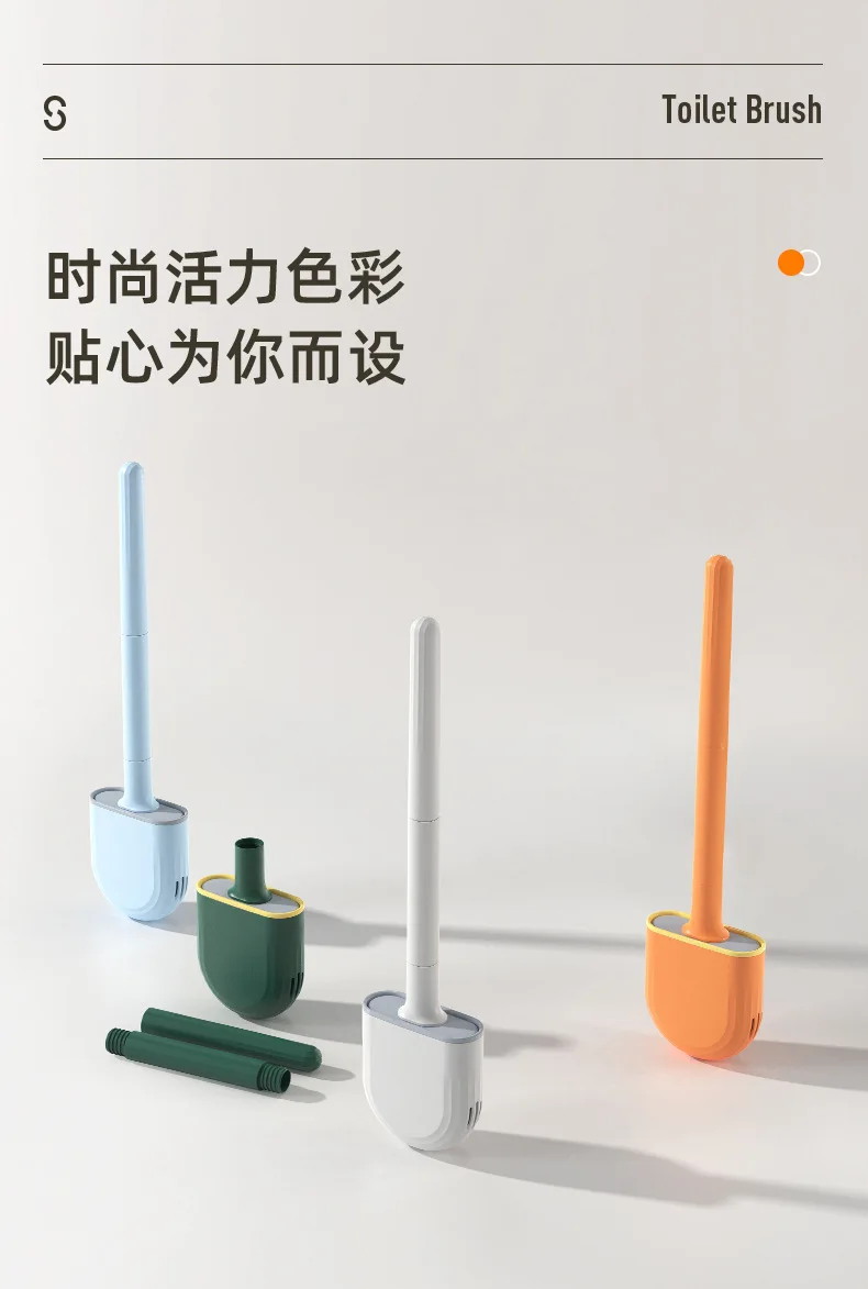 An der Wand montierte Toilettenbürste, schwarz, mit Silikon-Toilettenbürstenbürsten, WC-Badezimmer, weiche Borsten, Bürsten-Set, Reinigungswerkzeug – Detail 14