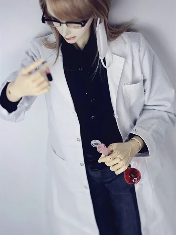 BJD Doll White Doctor Overall Coat for 1/4 MSD 1/3  SD13 SD17 Uncle  Clothes Customized CMB5