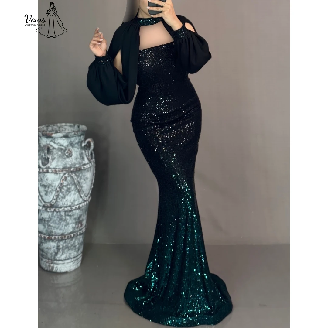 

Vows Sequins Evening Dresses Woman Elegant Prom Dresses 2025 Women's Prom Dress Luxury Custom Made Fishtail Skirt Round Collar