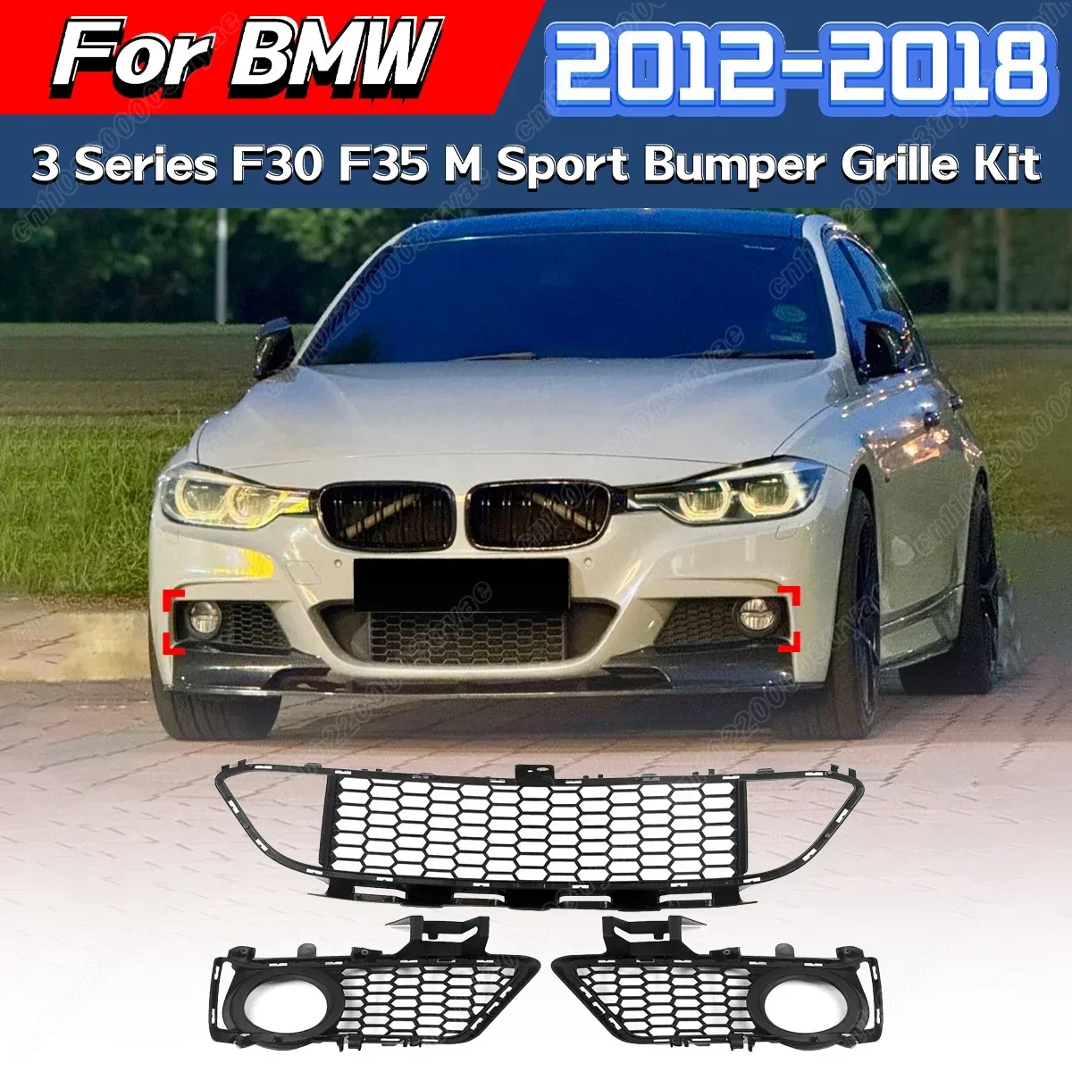 

For BMW 3 Series F30 F35 M Sport 2012 2013 2014 2015 2016 2017 2018 Car Front Bumper Grille Front Fog Light Stand Cover Shield