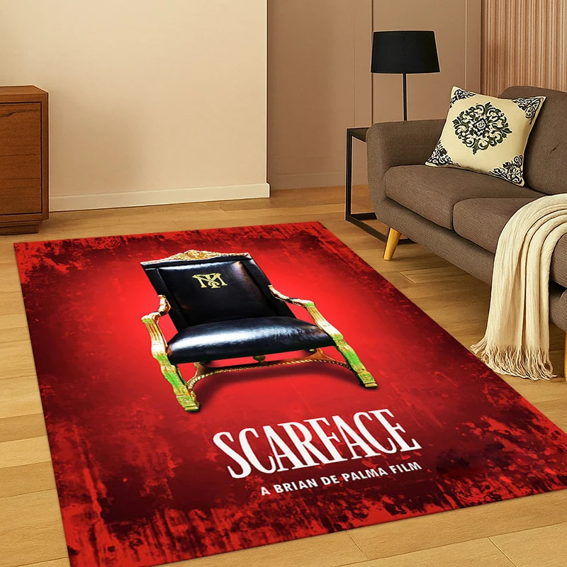 3D Scarface Klassischer Film Tony Teppich für Schlafzimmer Wohnzimmer Sofa Spielzimmer Fußmatte Heimdekoration, Kinder-Spielbereich Rutschfester Teppich