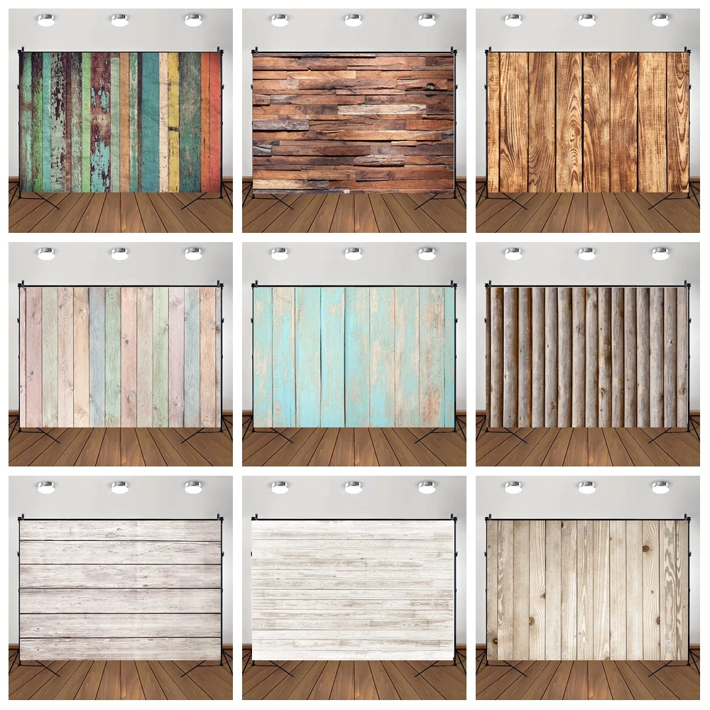 

MOON.QG Wood Plank Backdrops For Photographs Floor Board Backgrounds Photo Zone Photobooth Photography Birthday Decorations