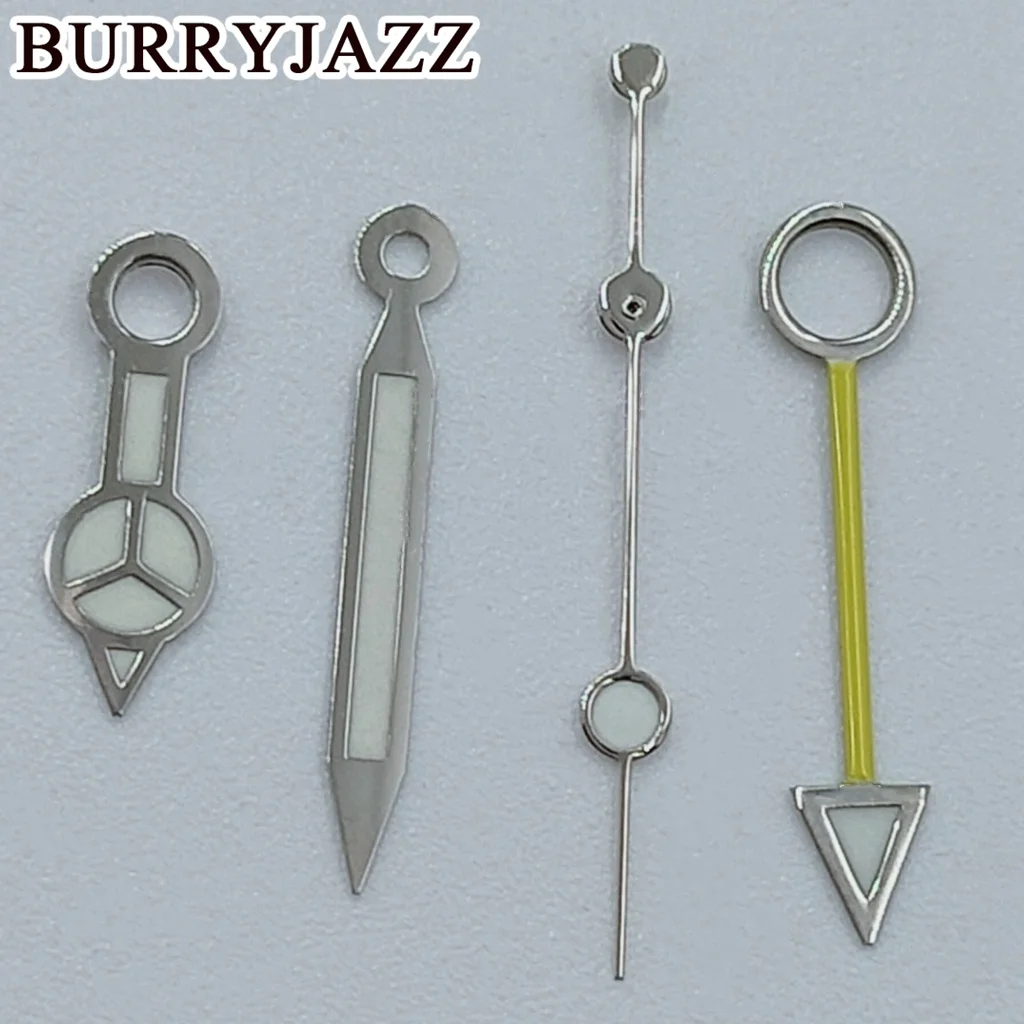 BURRYJAZZ NH34 GMT Uhrzeiger Silber Blau Rot Lila Grün Schwarz Roségold Zeiger Grün Leuchtend – Detail 13