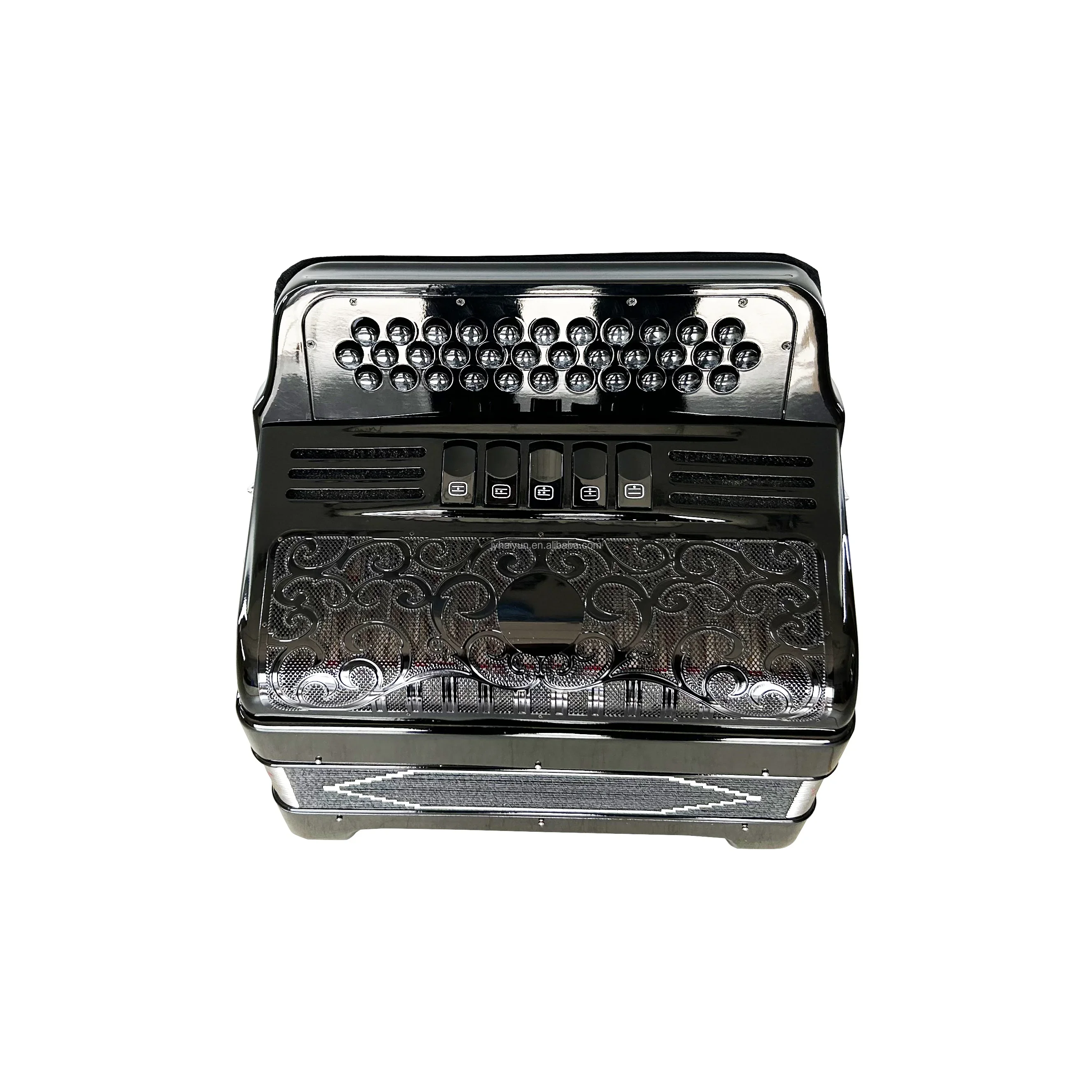 OEM 34 Buttons 12 Bass 5 Registers Bright Black Accordion Instrument Black Grill Black Buttons Acordeon JB3412D