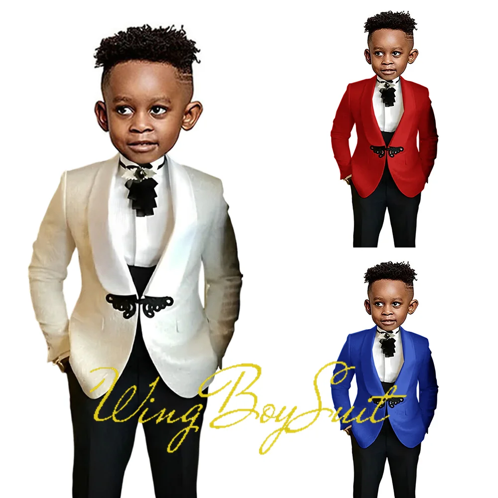 Suit Boys Wedding Tuxedo Patterned Jacket Pants 2 Piece Set Formal Clothes Holiday Party Blazer Kids Custom Outfi