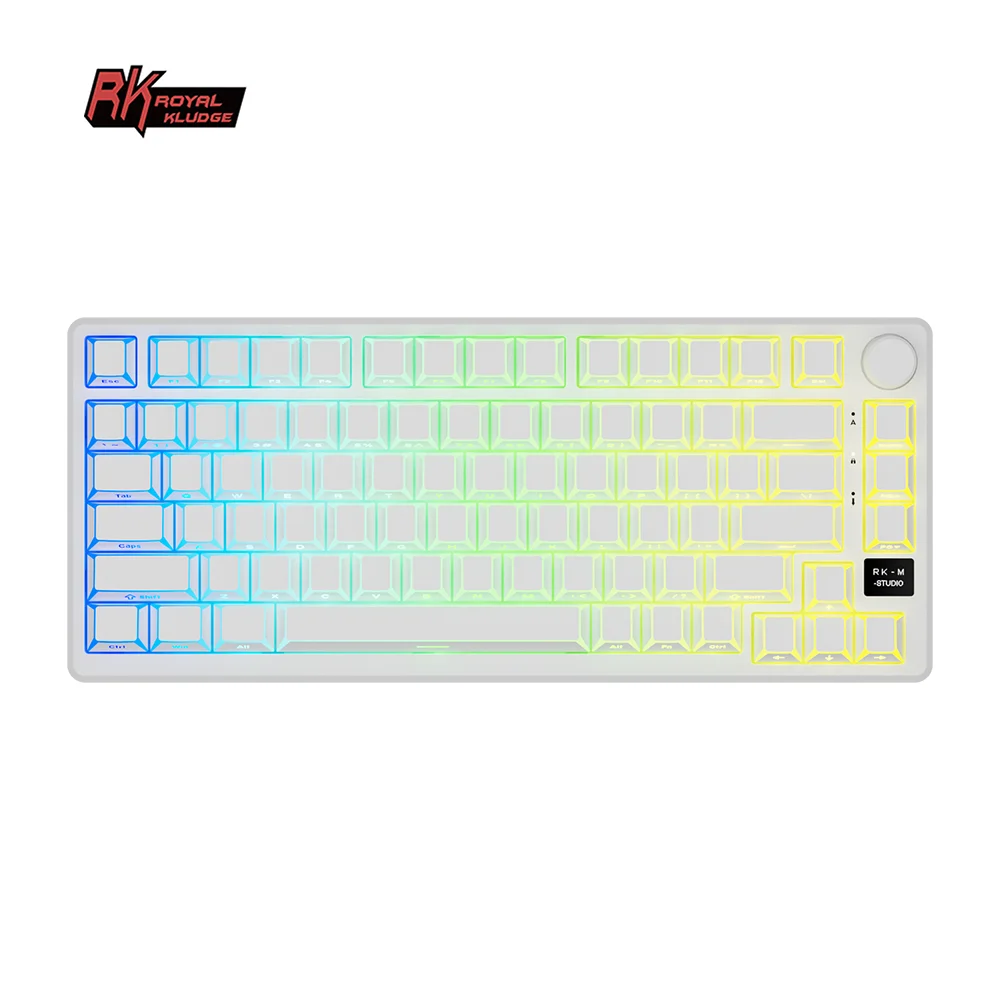 RK ROYAL KLUDGE M75 Gasket Mechanical Keyboard 2.4G Wireless/Bluetooth/USB 75% RGB Hot-Swappable Gaming Keyboard with Display