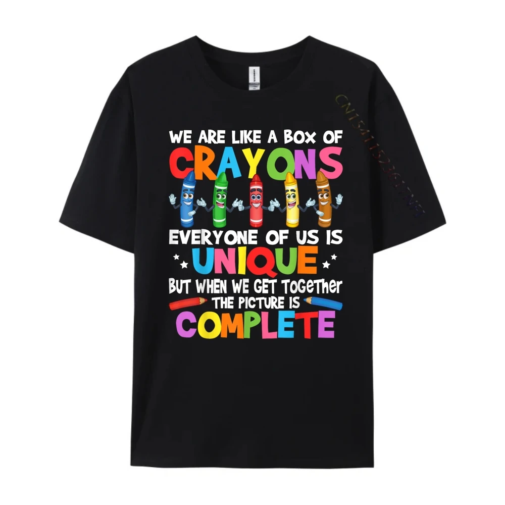 Funny Teacher We Are Like a Box of Crayons Vintage T Shirt Men Breathable and New Men's T-Shirts T Shirts Oversized