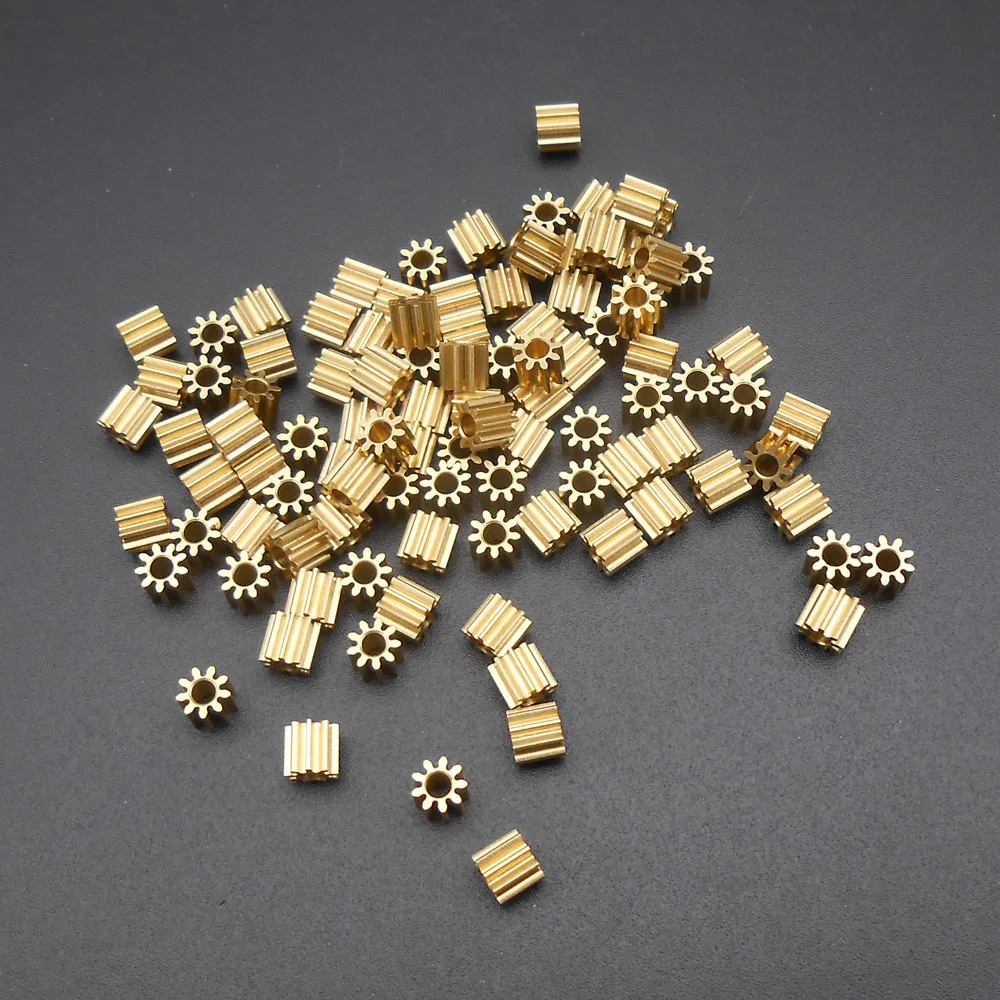 100Pcs/Lot 0.4M Brass Gear Spur Pinion Mechanical Small 0.4 Modulus Bore Hole Aperture 2MM 1.98MM 9 Teeth Height Lenght 4MM 92A