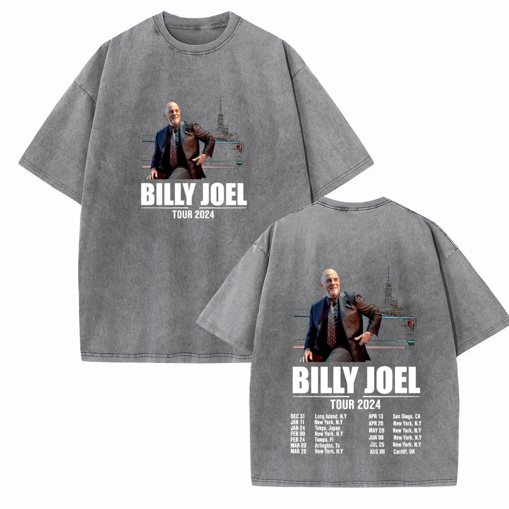 Billy Joel Tour 2024 Shirts Vintage Harajuku Summer  Unisex O-Neck Short Regular  Sleeve Cotton T-Shirts Printing