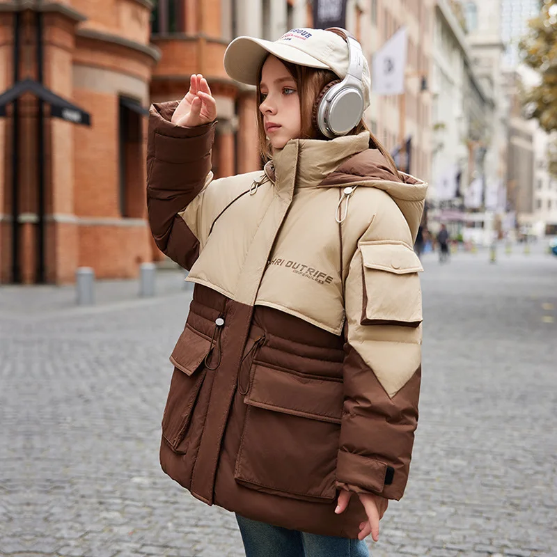 OLEKID 2025 Children Winter Down Jacket Hooded Thick Warm Teen Boys Jacket Coat 5-12 Years Kids Girls Puffer Parka Outerwear