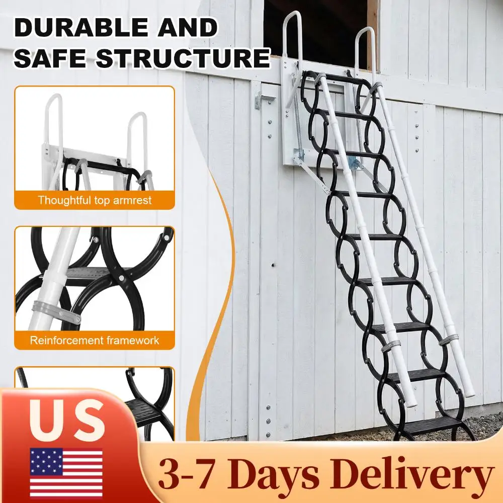 

Потолочная лестница для чердака с 2 поручнями и выдвижной системой, грузоподъемность 660 фунтов, для использования внутри помещений, гаражей, подвалов, складов