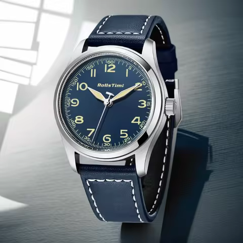 RollsTimi fashion simple Men's quartz watch 2026 New waterproof leather strap mineral glass Men's Wrist Watch Reloj para hombre