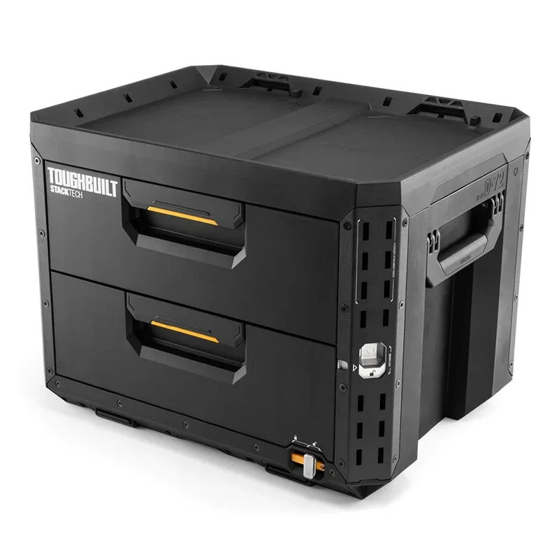 TOUGHBUILT Double Drawer Stacked Self Locking Toolbox Outdoor Industrial Auto Repair Storage Electrician Repair TB-B1-D-72