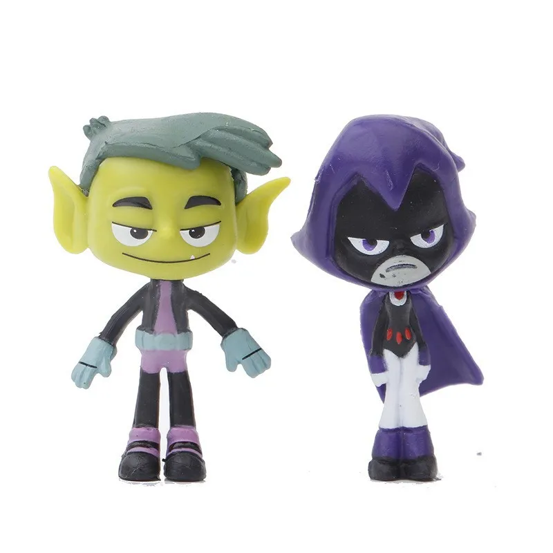 5 figuras de Titanes adolescentes bestia niño hueso de acero chispa fuego Cuervo muñeca modelo adornos