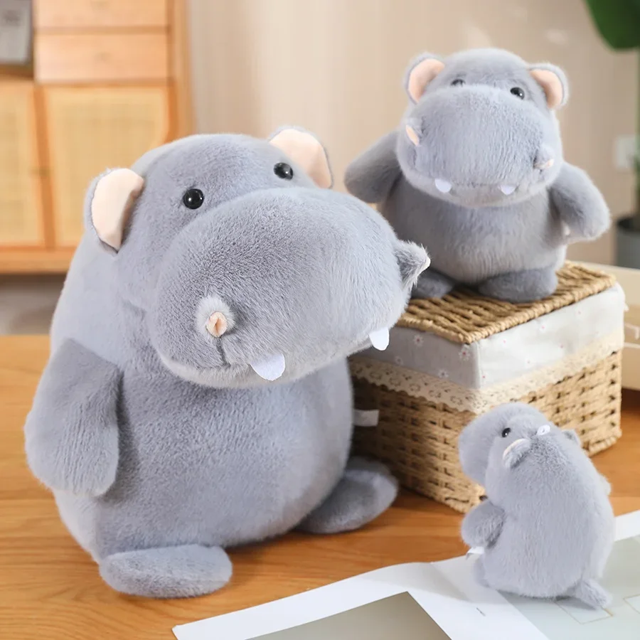 Hot Cute Fluffy Hippo Plush Toy Soft Stuffed Cartoon Hippopotamus Animal Doll Home Decoration Baby Kids Birthday Christmas Gifts