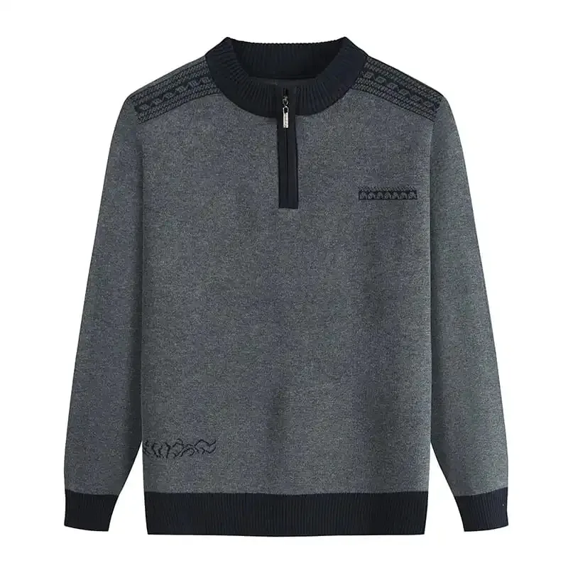 

Мужская осенне-зимняя одежда для пожилых людей среднего возраста, пуловер на молнии, свитера, мужские топы, теплая одежда