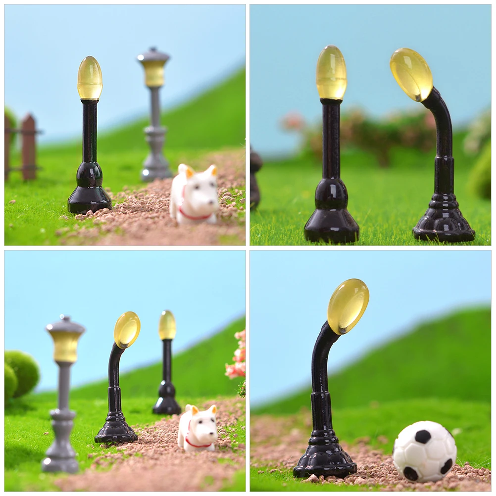 

12 Pcs Street Light Decor Mini Resin Lamps Home Garden Landscape House Accessories Tiny Decorations
