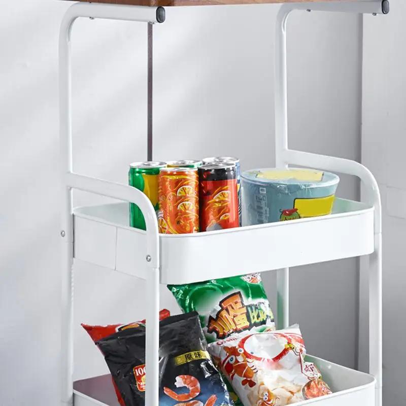 Slim Storage Cart with Wheels Multi-Layer Shelf Rolling Silent Rolling Shelves Utility Cart with Drainer Basket for Household