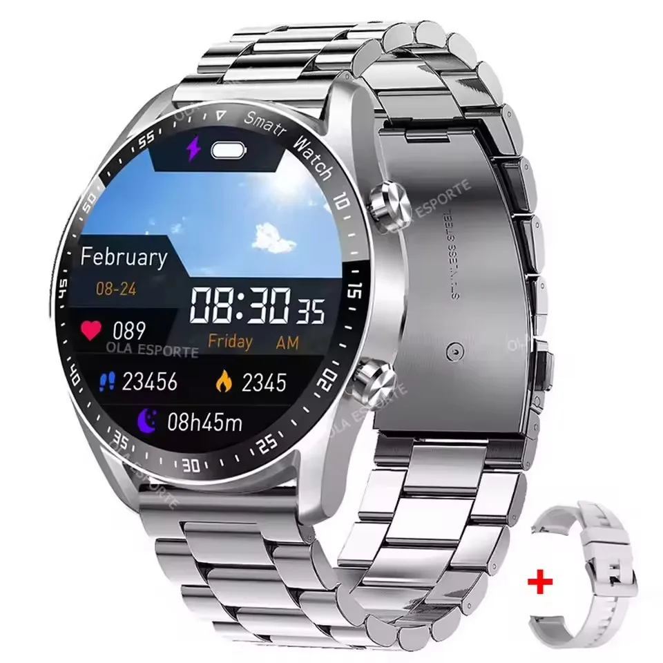 2025NFC Bluetooth-oproep Smart Watch Heren Volledig scherm GPS-sportarmband Waterdichte ECG-gezondheidsmonitor SmartWatch voor IOS Android