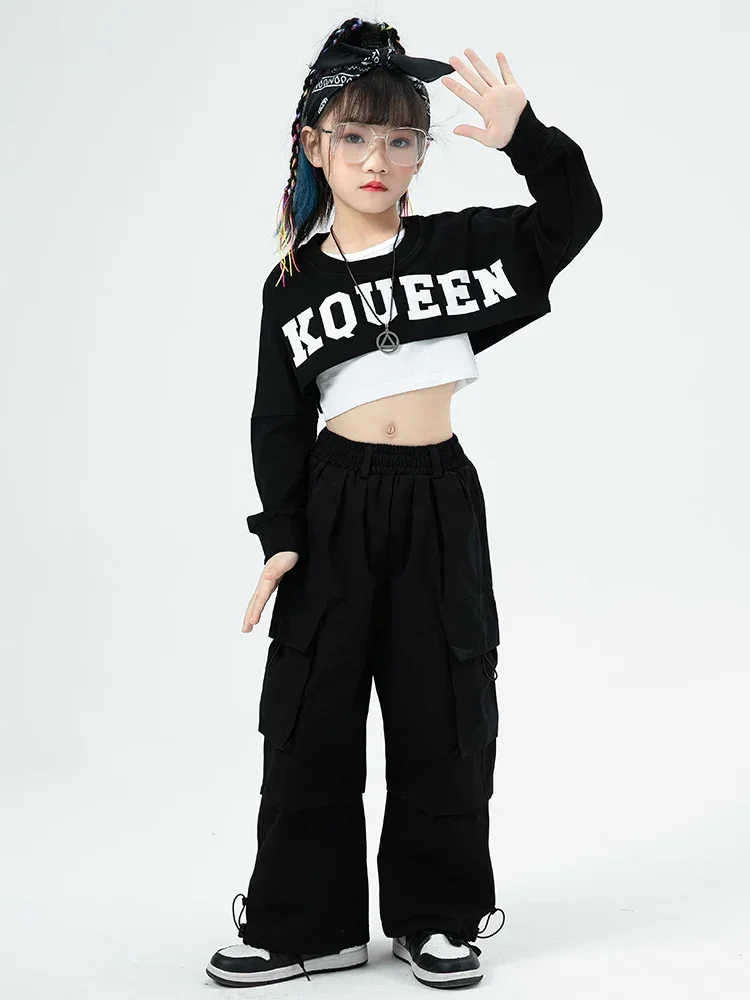 Tenue de danse jazz Kpop pour filles, vêtements de danse Hip Hop, performance de pom-pom girl, rouge trempé, noir, danse de rue, costume de scène, VDB7415