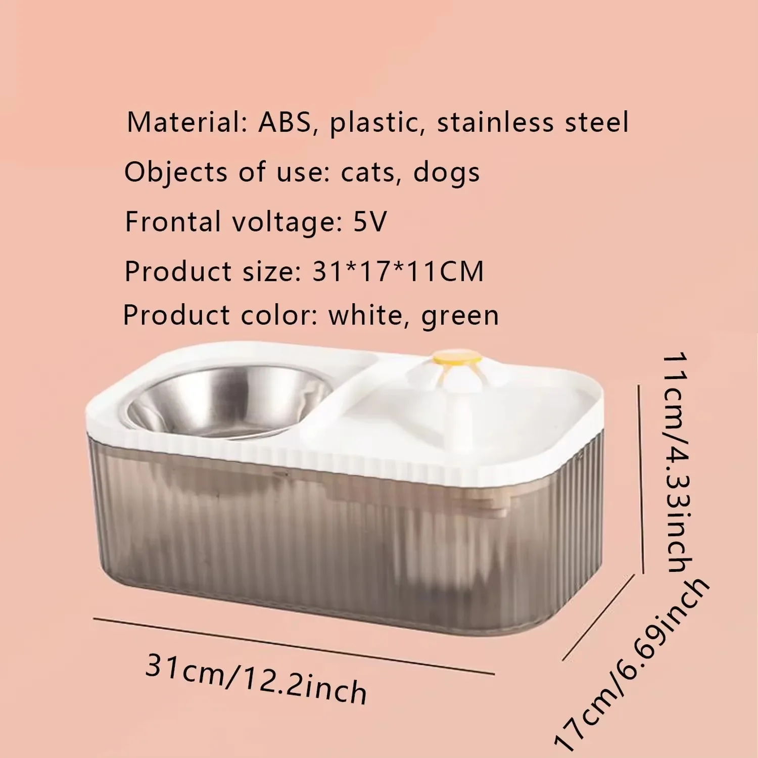 FurStar3L Pet Drinker Set Automatic Cat Feeder With USB Pump And Filter Gravity Dog Feeder Silent Noise Reduction Stainless Stee