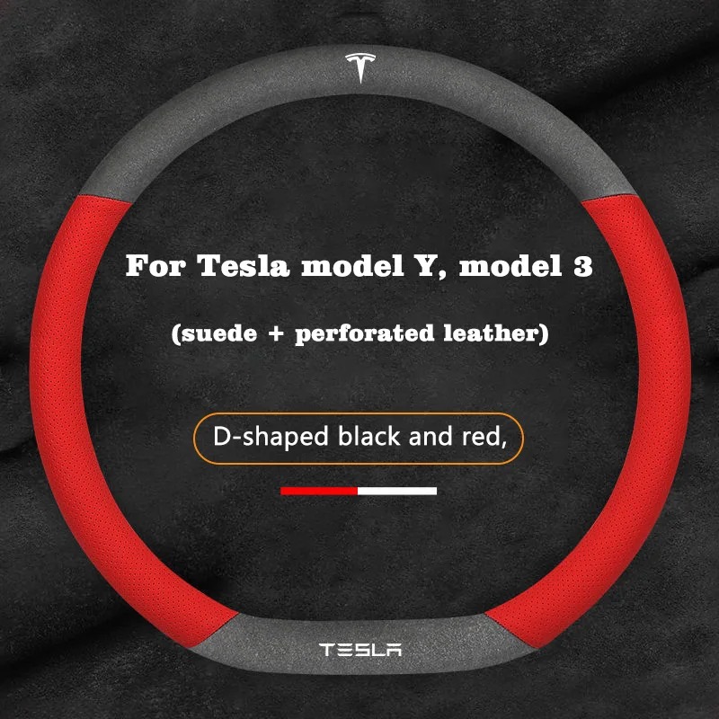 

Car Steering Wheel Cover For Tesla Model Y Model 3 Model S Model X Roadster 2019-2026 interior Steering Wheel Parts Accessories